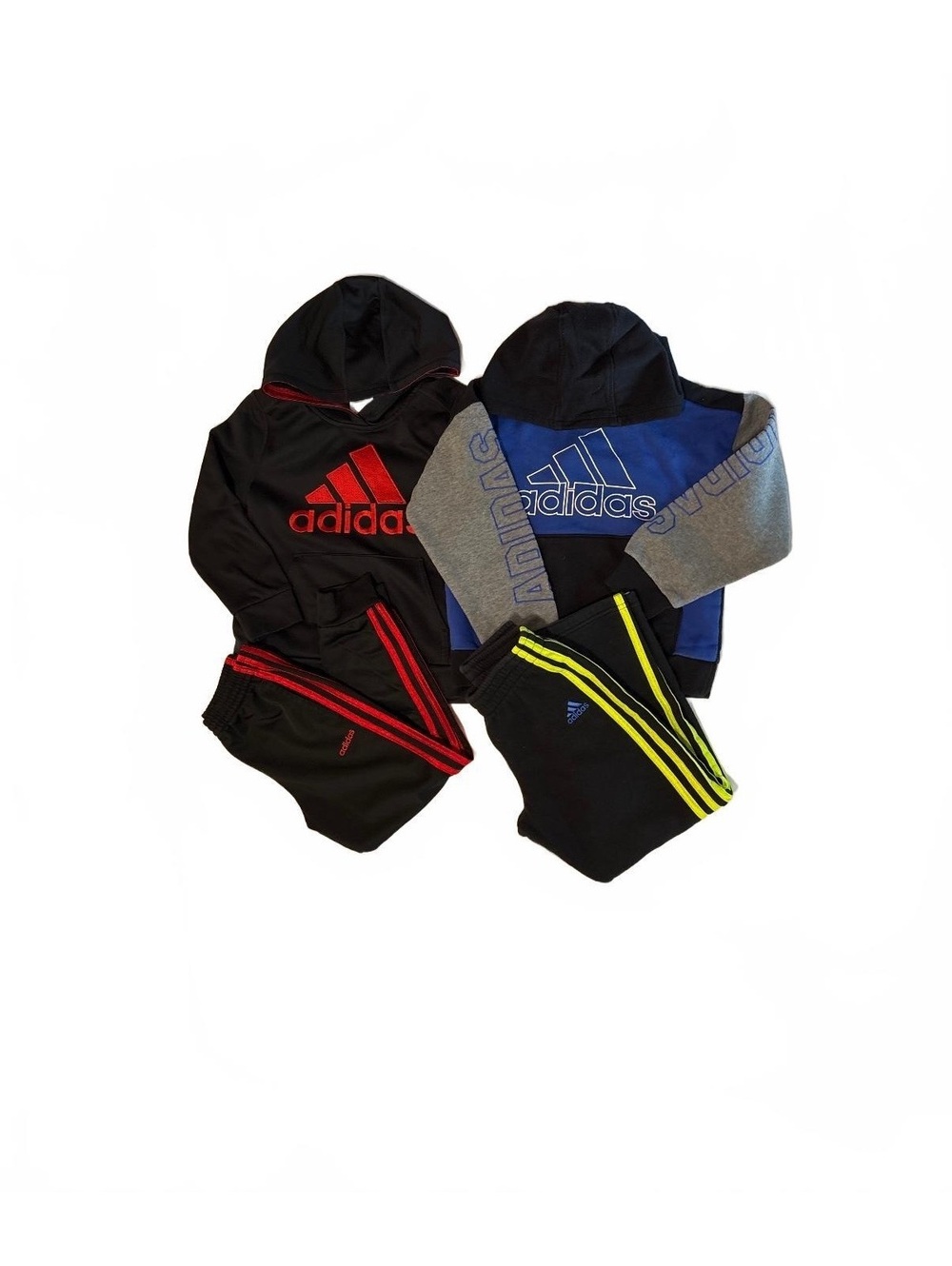 Adidas Boys Hoodies & Pants Sets Sz 6 Red Black Blue Grey Blk Neon Tracksuit Lot